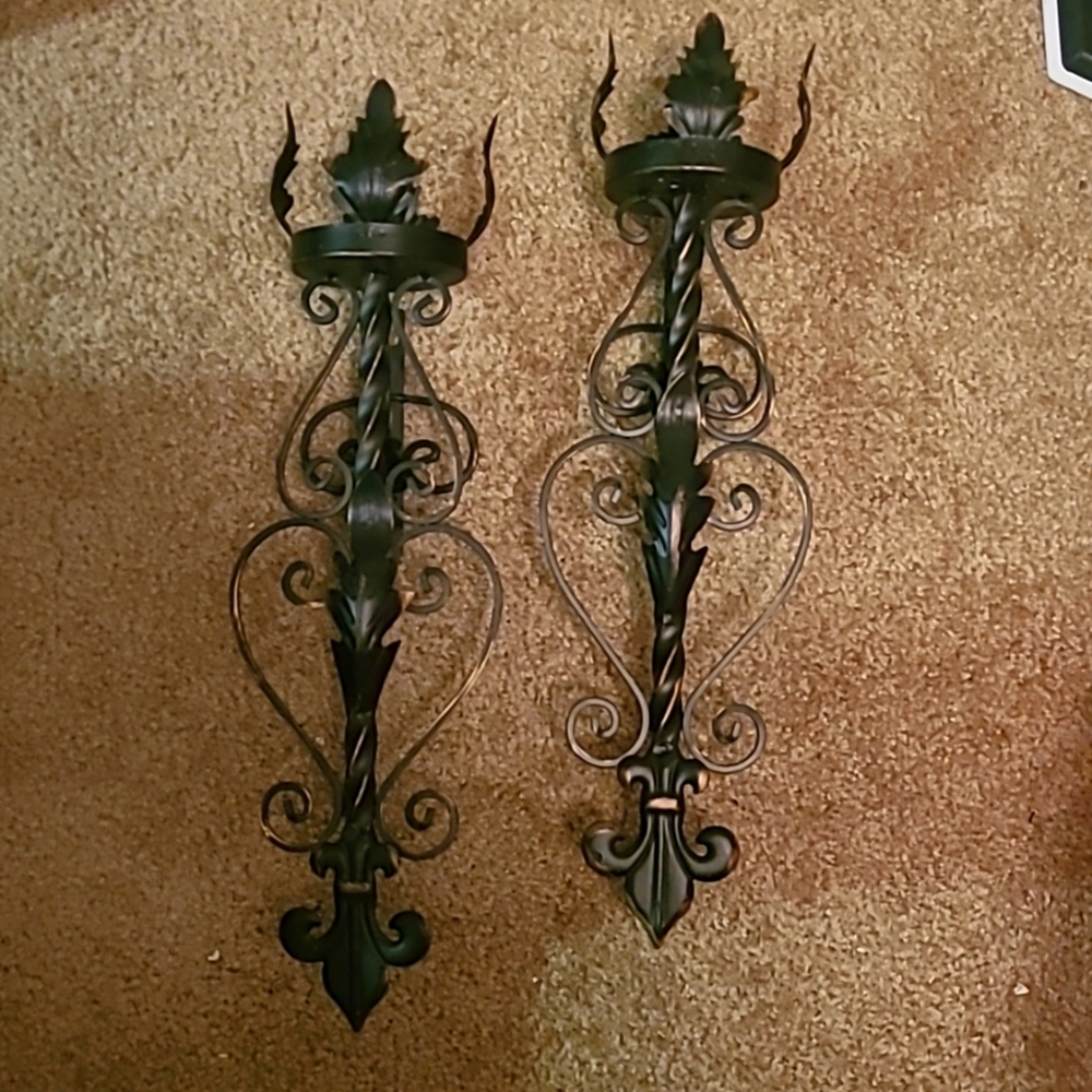 Pair of fleurdeli candle cup holder wall sconces.